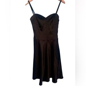 Laundry Shelli Segal 90's Y2K Black Satin Bustier Top Dress Size 2